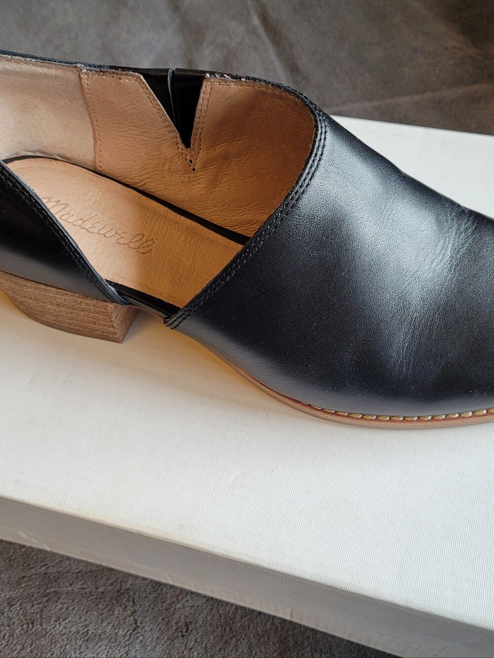 Madewell Black Leather Slip-On Low Heel Mule